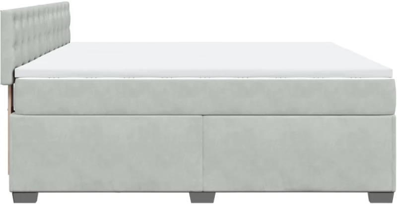 vidaXL Κρεβάτι Boxspring με Στρώμα Ανοιχτό Γκρι 180x200 εκ. Βελούδινο