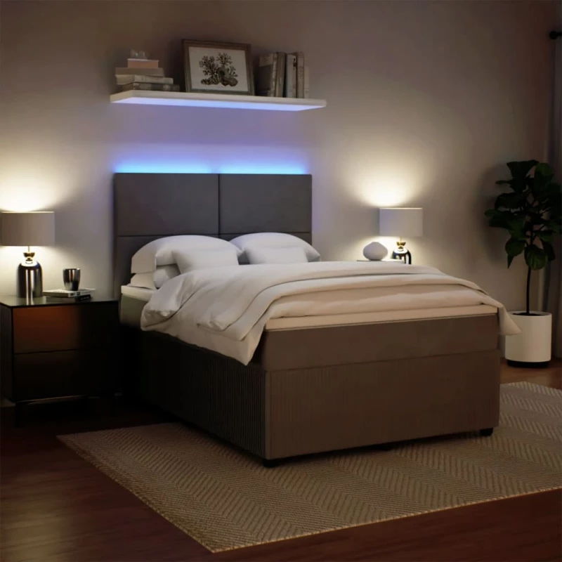 vidaXL Κρεβάτι Boxspring με Στρώμα Ανοιχτό Γκρι 140x200 εκ. Βελούδινο