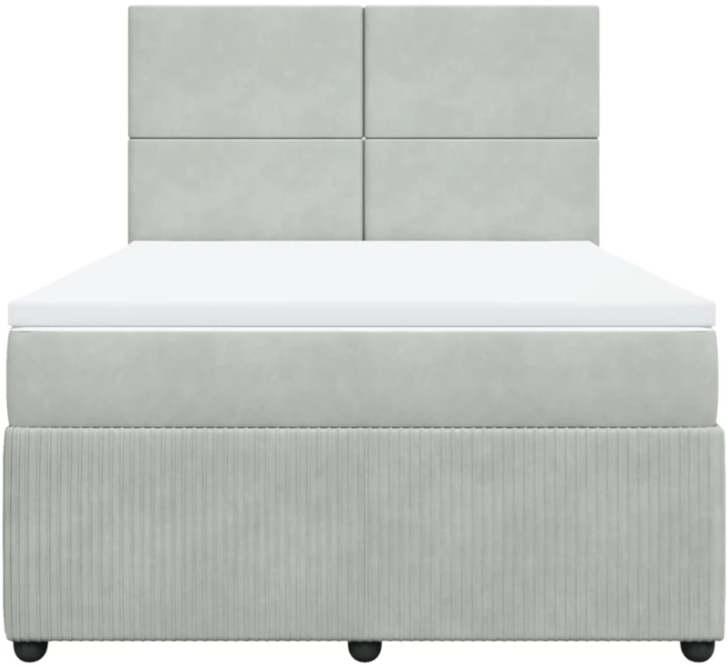 vidaXL Κρεβάτι Boxspring με Στρώμα Ανοιχτό Γκρι 140x200 εκ. Βελούδινο
