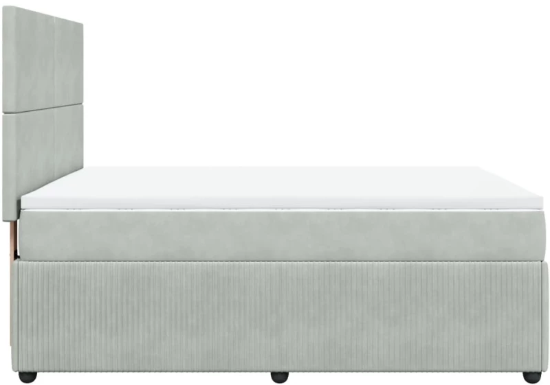 vidaXL Κρεβάτι Boxspring με Στρώμα Ανοιχτό Γκρι 140x200 εκ. Βελούδινο