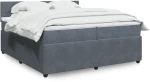 vidaXL Κρεβάτι Boxspring με Στρώμα Σκούρο Γκρι 200x200 εκ. Βελούδινο