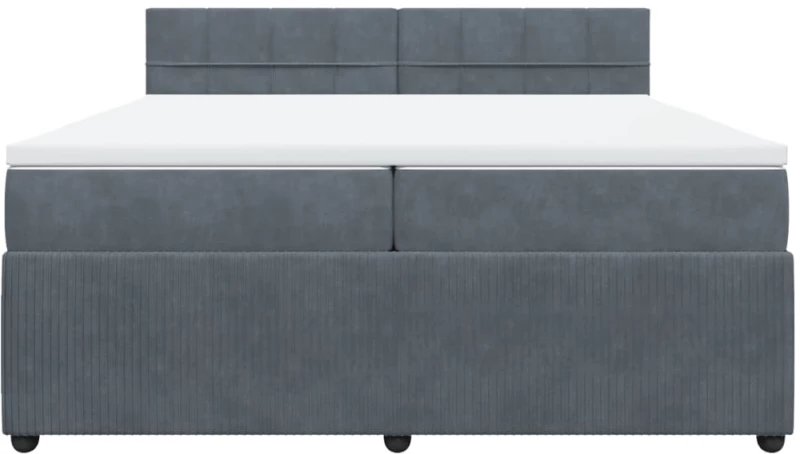 vidaXL Κρεβάτι Boxspring με Στρώμα Σκούρο Γκρι 200x200 εκ. Βελούδινο