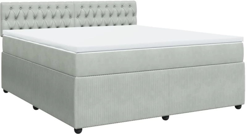 vidaXL Κρεβάτι Boxspring με Στρώμα Ανοιχτό Γκρι 180x200 εκ. Βελούδινο