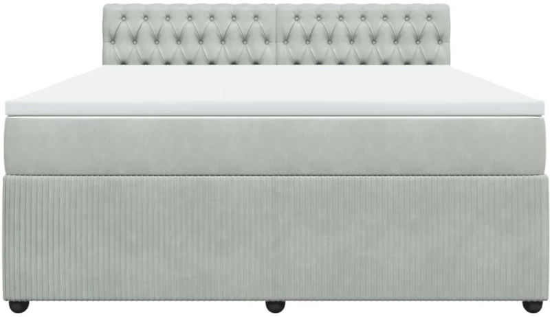 vidaXL Κρεβάτι Boxspring με Στρώμα Ανοιχτό Γκρι 180x200 εκ. Βελούδινο