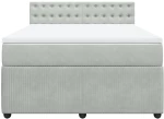 vidaXL Κρεβάτι Boxspring με Στρώμα Ανοιχτό Γκρι 160x200 εκ. Βελούδινο