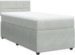 vidaXL Κρεβάτι Boxspring με Στρώμα Ανοιχτό Γκρι 80x200 εκ. Βελούδινο