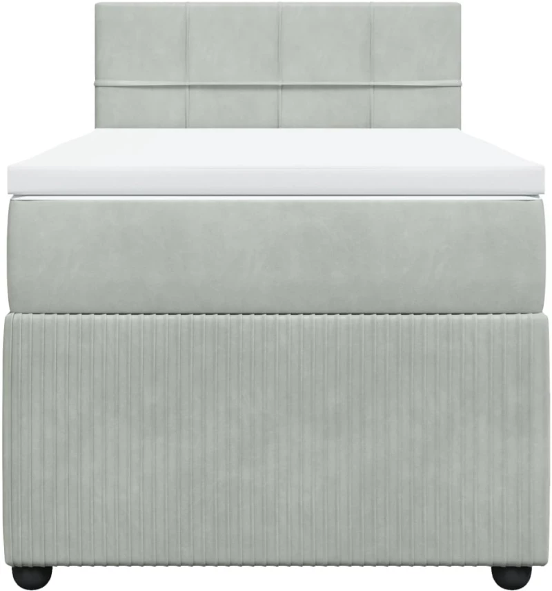 vidaXL Κρεβάτι Boxspring με Στρώμα Ανοιχτό Γκρι 80x200 εκ. Βελούδινο