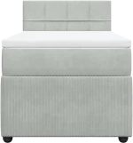 vidaXL Κρεβάτι Boxspring με Στρώμα Ανοιχτό Γκρι 80x200 εκ. Βελούδινο