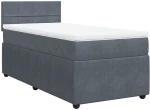 vidaXL Κρεβάτι Boxspring με Στρώμα Σκούρο Γκρι 100x200 εκ. Βελούδινο