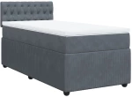 vidaXL Κρεβάτι Boxspring με Στρώμα Σκούρο Γκρι 100x200 εκ. Βελούδινο