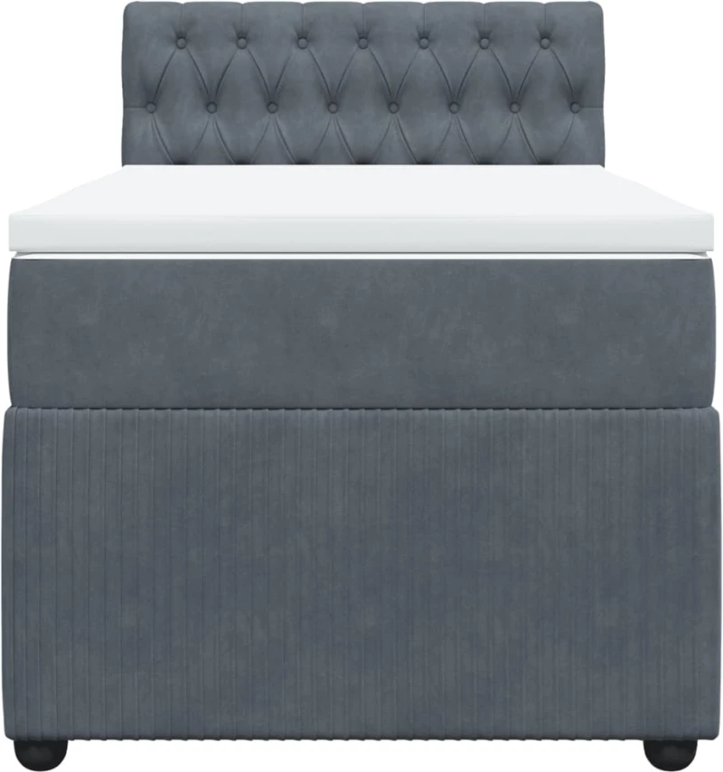 vidaXL Κρεβάτι Boxspring με Στρώμα Σκούρο Γκρι 100x200 εκ. Βελούδινο