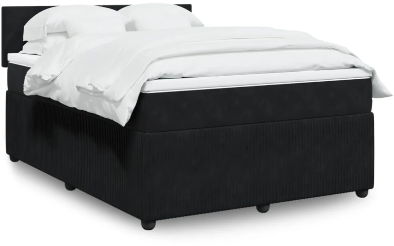 vidaXL Κρεβάτι Boxspring με Στρώμα Μαύρο 160x200 εκ. Βελούδινο