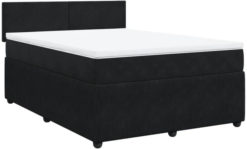 vidaXL Κρεβάτι Boxspring με Στρώμα Μαύρο 160x200 εκ. Βελούδινο