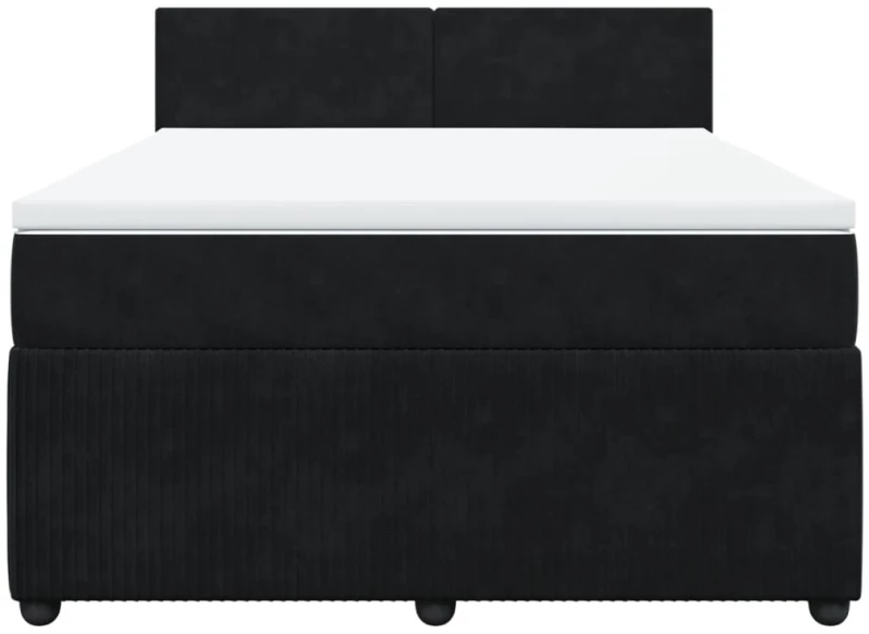 vidaXL Κρεβάτι Boxspring με Στρώμα Μαύρο 160x200 εκ. Βελούδινο