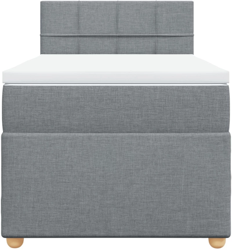 vidaXL Κρεβάτι Boxspring με Στρώμα Ανοιχτό Γκρι 90x190 εκ. Υφασμάτινο