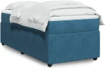 vidaXL Κρεβάτι Boxspring με Στρώμα Σκούρο Μπλε 90x200 εκ. Βελούδινο