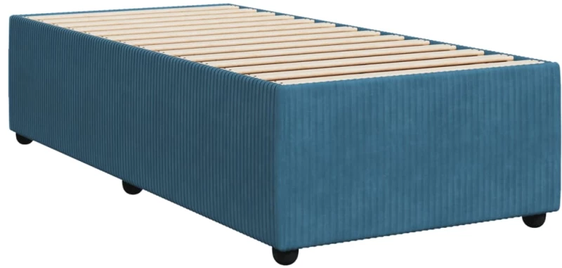 vidaXL Κρεβάτι Boxspring με Στρώμα Σκούρο Μπλε 90x200 εκ. Βελούδινο
