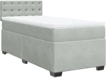 vidaXL Κρεβάτι Boxspring με Στρώμα Ανοιχτό Γκρι 90x200 εκ. Βελούδινο