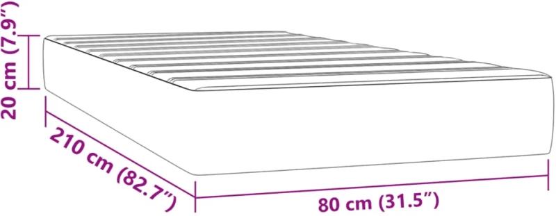 vidaXL Στρώμα με Pocket Springs Μαύρο 80x210x20 εκ. Βελούδινο