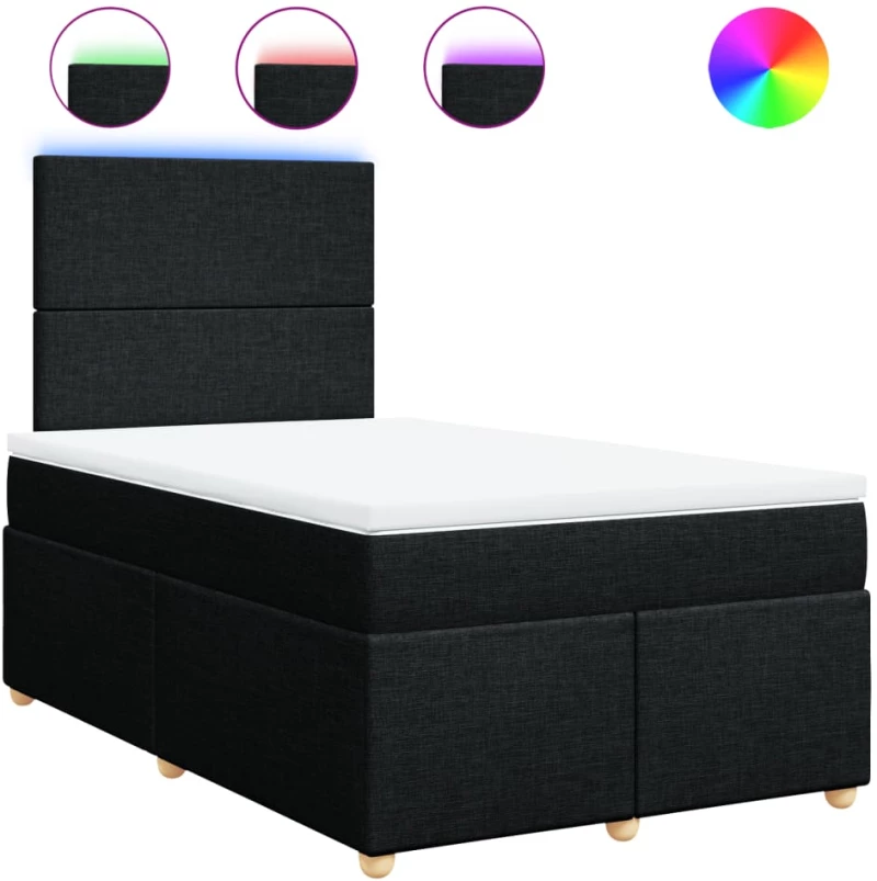vidaXL Κρεβάτι Boxspring με Στρώμα Μαύρο 120x190 εκ. Υφασμάτινο