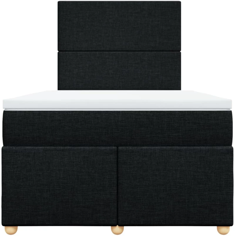 vidaXL Κρεβάτι Boxspring με Στρώμα Μαύρο 120x190 εκ. Υφασμάτινο
