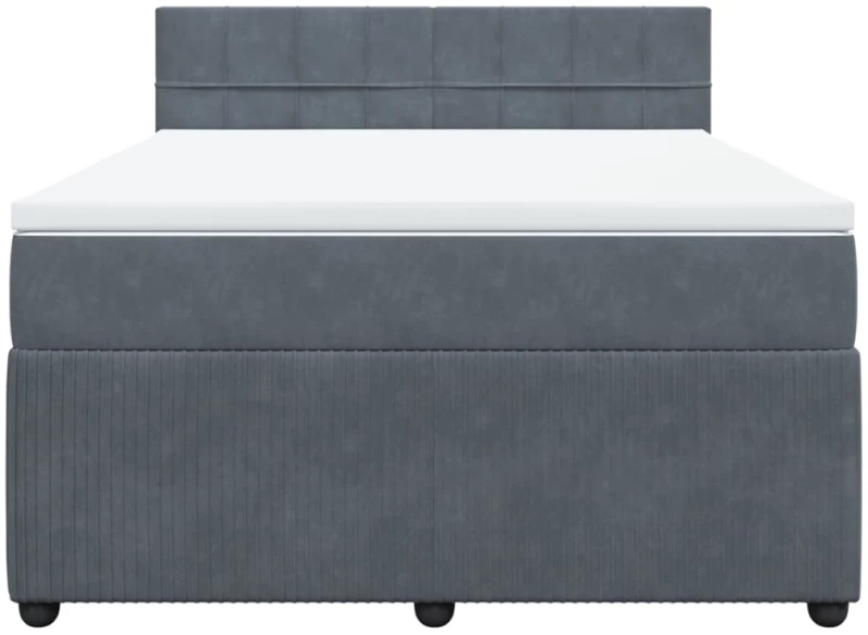 vidaXL Κρεβάτι Boxspring με Στρώμα Σκούρο Γκρι 140x200 εκ. Βελούδινο
