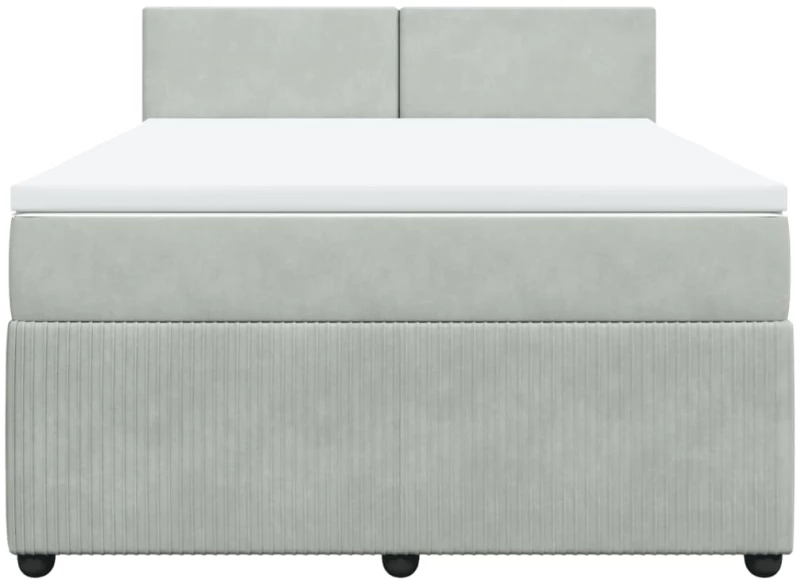 vidaXL Κρεβάτι Boxspring με Στρώμα Ανοιχτό Γκρι 140x200 εκ. Βελούδινο