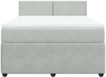 vidaXL Κρεβάτι Boxspring με Στρώμα Ανοιχτό Γκρι 140x200 εκ. Βελούδινο