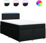 vidaXL Κρεβάτι Boxspring με Στρώμα Μαύρο 120x190 εκ. Υφασμάτινο