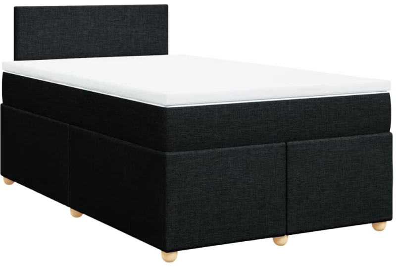 vidaXL Κρεβάτι Boxspring με Στρώμα Μαύρο 120x190 εκ. Υφασμάτινο