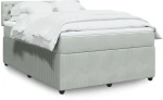 vidaXL Κρεβάτι Boxspring με Στρώμα Ανοιχτό Γκρι 140x190 εκ. Βελούδινο