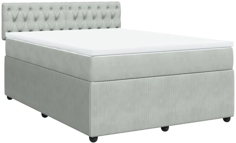 vidaXL Κρεβάτι Boxspring με Στρώμα Ανοιχτό Γκρι 140x190 εκ. Βελούδινο