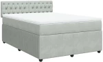 vidaXL Κρεβάτι Boxspring με Στρώμα Ανοιχτό Γκρι 140x190 εκ. Βελούδινο