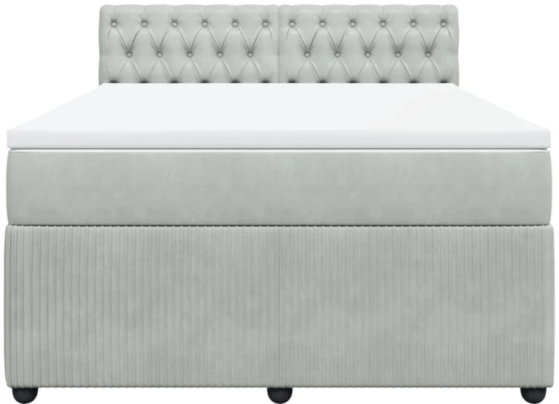 vidaXL Κρεβάτι Boxspring με Στρώμα Ανοιχτό Γκρι 140x190 εκ. Βελούδινο
