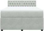 vidaXL Κρεβάτι Boxspring με Στρώμα Ανοιχτό Γκρι 140x190 εκ. Βελούδινο