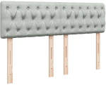 vidaXL Κρεβάτι Boxspring με Στρώμα Ανοιχτό Γκρι 140x190 εκ. Βελούδινο