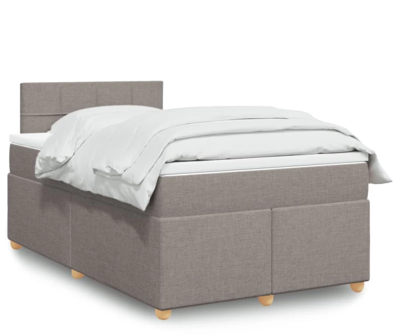 vidaXL Κρεβάτι Boxspring με Στρώμα Taupe 120x200 εκ. Υφασμάτινο