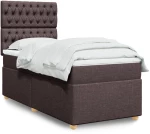 vidaXL Κρεβάτι Boxspring με Στρώμα Σκούρο Καφέ 100x200 εκ. Υφασμάτινο