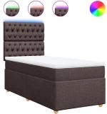 vidaXL Κρεβάτι Boxspring με Στρώμα Σκούρο Καφέ 100x200 εκ. Υφασμάτινο