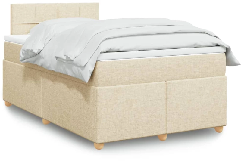 vidaXL Κρεβάτι Boxspring με Στρώμα Κρεμ 120x190 εκ. Υφασμάτινο
