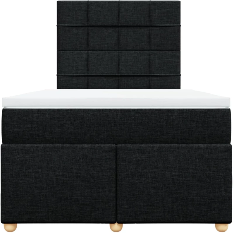 vidaXL Κρεβάτι Boxspring με Στρώμα Μαύρο 120x190 εκ. Υφασμάτινο