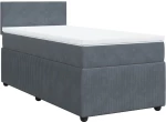 vidaXL Κρεβάτι Boxspring με Στρώμα Σκούρο Γκρι 90x190 εκ. Βελούδινο