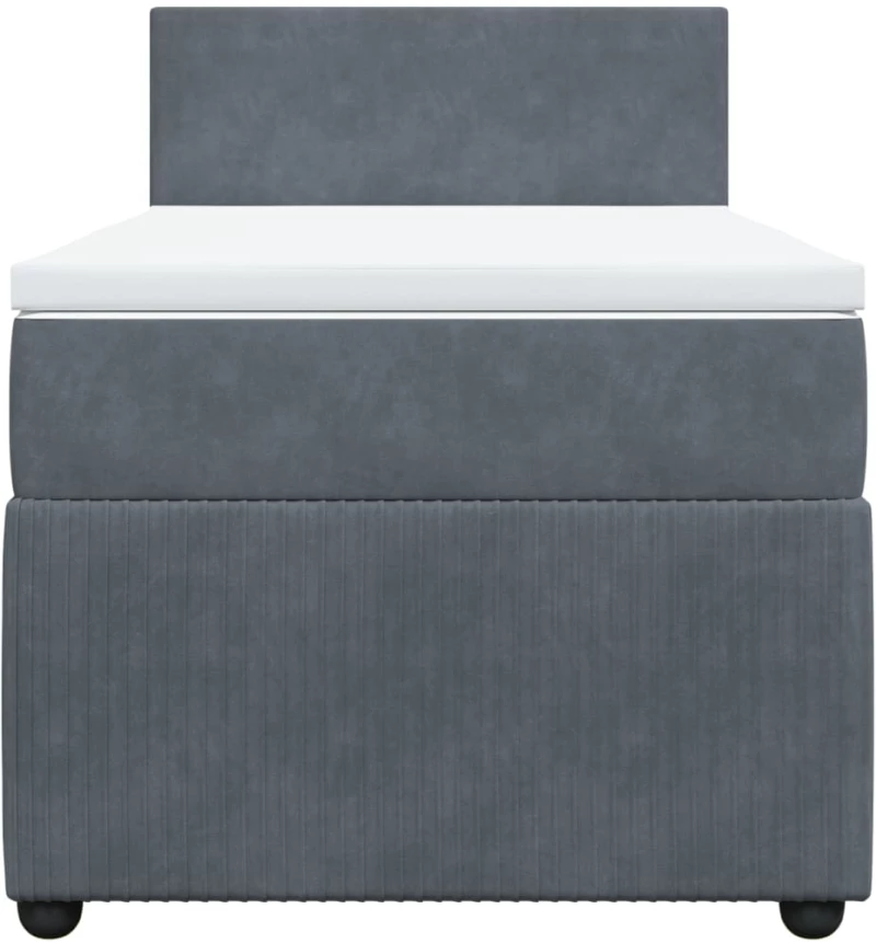 vidaXL Κρεβάτι Boxspring με Στρώμα Σκούρο Γκρι 90x190 εκ. Βελούδινο