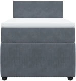vidaXL Κρεβάτι Boxspring με Στρώμα Σκούρο Γκρι 90x190 εκ. Βελούδινο