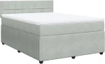 vidaXL Κρεβάτι Boxspring με Στρώμα Ανοιχτό Γκρι 140x200 εκ. Βελούδινο