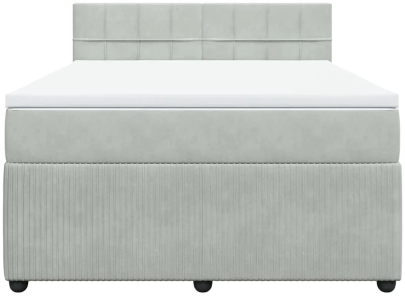 vidaXL Κρεβάτι Boxspring με Στρώμα Ανοιχτό Γκρι 140x200 εκ. Βελούδινο