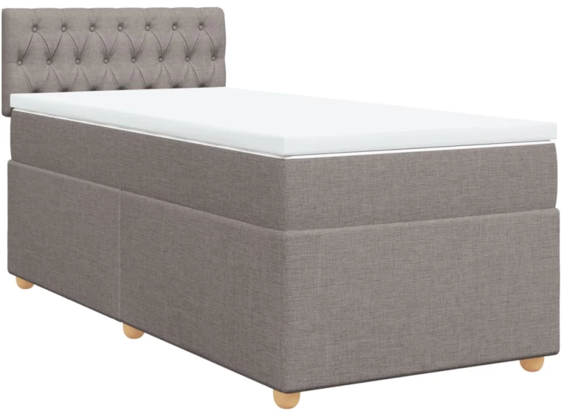 vidaXL Κρεβάτι Boxspring με Στρώμα Taupe 100 x 200 εκ. Υφασμάτινο