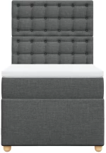 vidaXL Κρεβάτι Boxspring με Στρώμα Σκούρο Γκρι 100x200 εκ. Υφασμάτινο