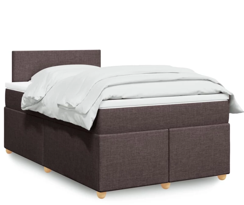 vidaXL Κρεβάτι Boxspring με Στρώμα Σκούρο Καφέ 120x190 εκ Υφασμάτινο