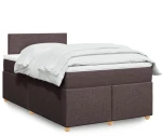 vidaXL Κρεβάτι Boxspring με Στρώμα Σκούρο Καφέ 120x190 εκ Υφασμάτινο